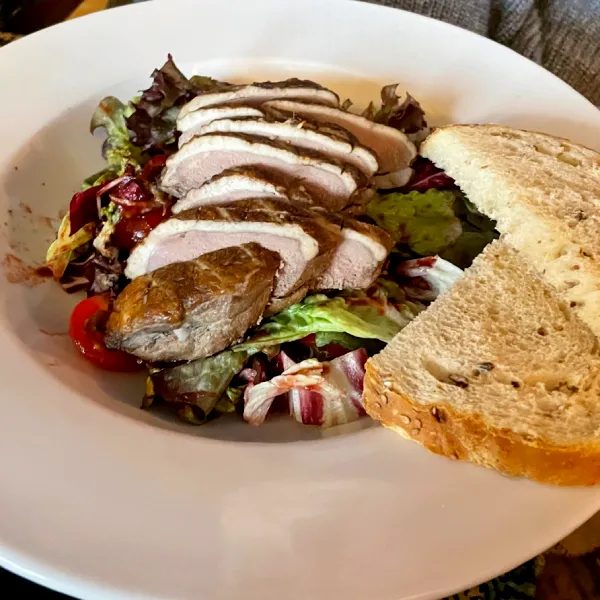 Sliced chicken salad with bread served for lunch at The Broad Oak